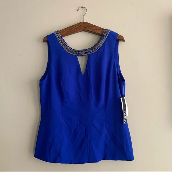 XOXO Embellished Royal Blue Tank Top - Picture 1 of 7